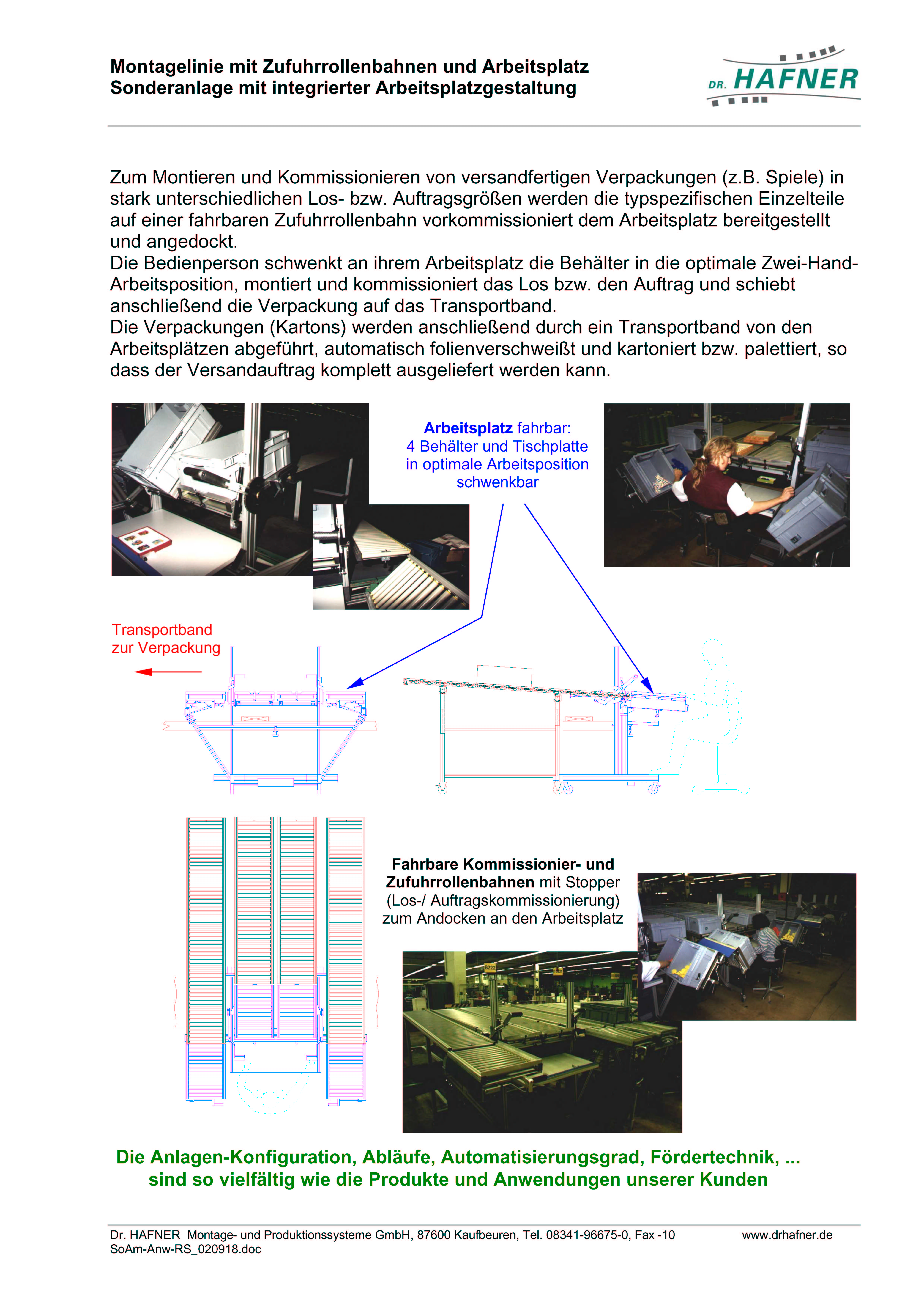 Dr. HAFNER_PKWP_53 Montagelinie Zufuhrrollenbahn Arbeitsplatz