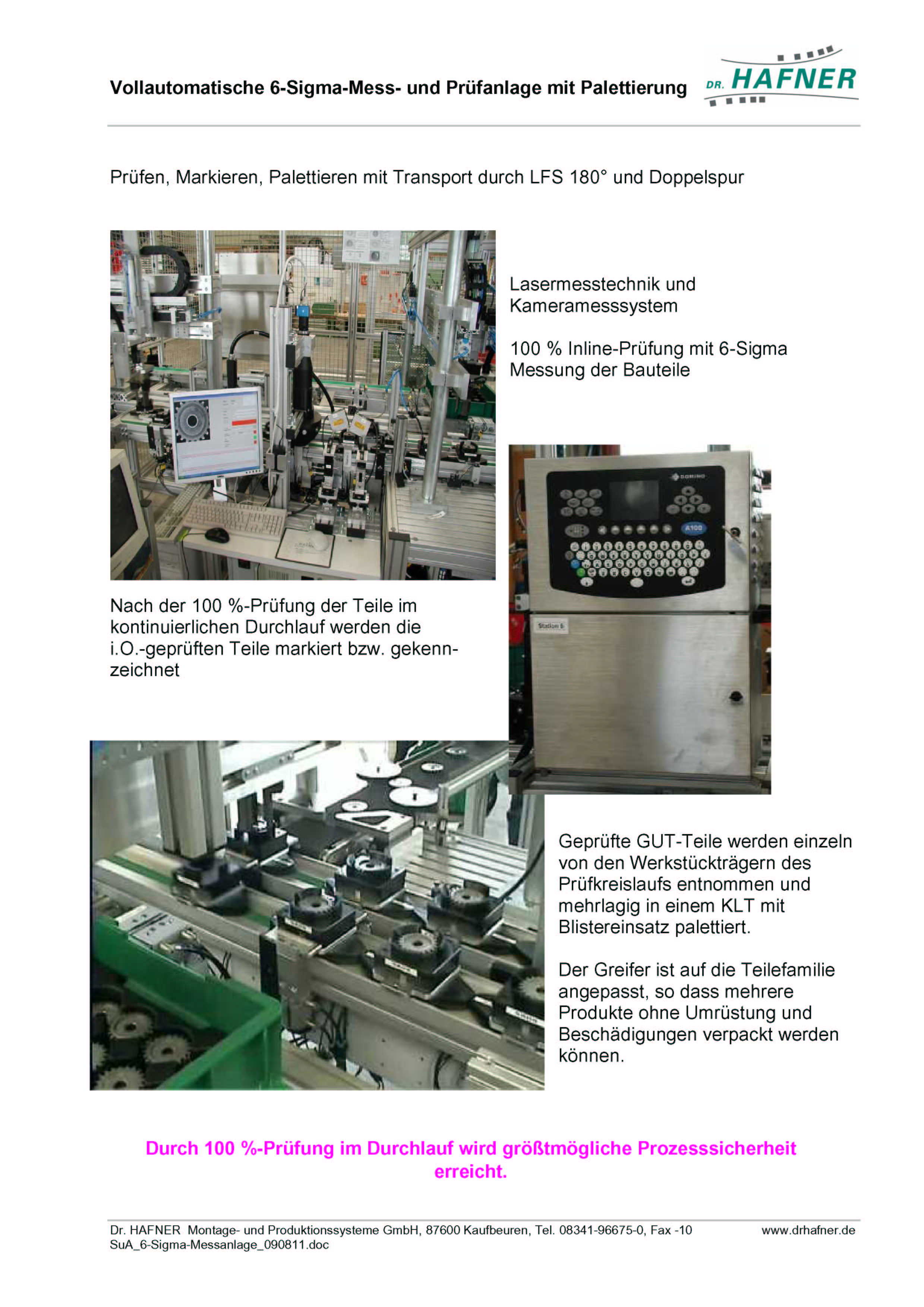 Dr. HAFNER_PKWP_63 6-Sigma Messen Prüfen Verpacken Anlage Automat